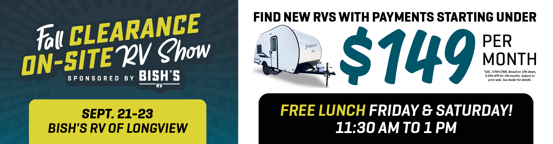 Fall Clearance On-Site RV Show - Sept. 21-23 - Bish's RV of Longview